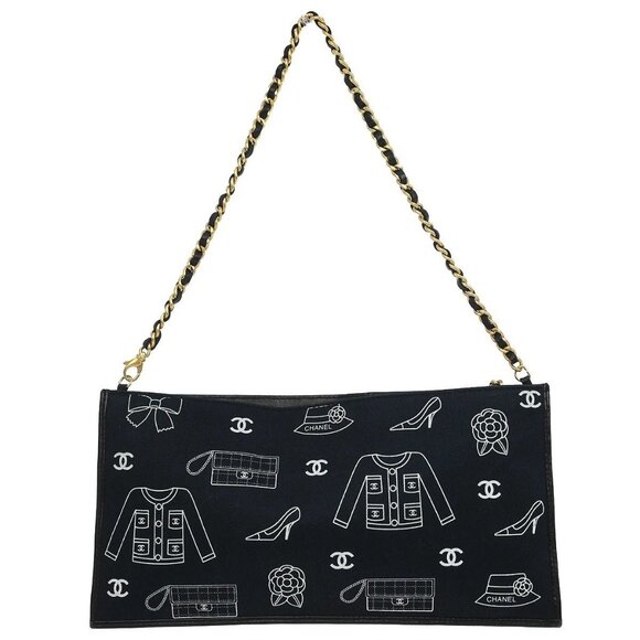 Chanel Navy Canvas Icon Chain Handbag 115784 - Picture 1 of 9